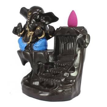 Lord Blue Ganesha Smoke Backflow Cone Incense Holder Decorative Showpiece 5