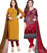 Multicolor Printed Synthetic Unstitched Salwar Set 2 With Dupatta