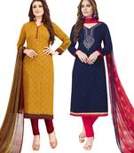 Multicolor Printed Synthetic Unstitched Salwar Set 2 With Dupatta