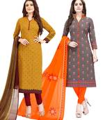 Multicolor Printed Synthetic Unstitched Salwar Set 2 With Dupatta