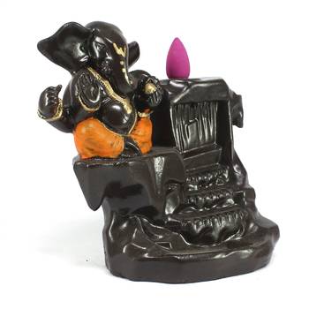 Lord Orange Ganesha Smoke Backflow Cone Incense Holder Decorative Showpiece 4