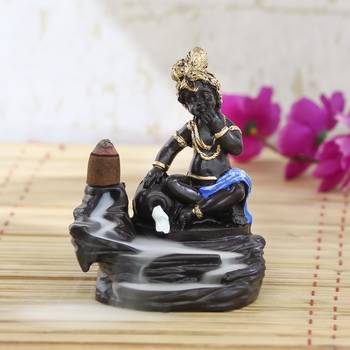 Lord Blue Krishna Smoke Backflow Cone Incense Holder Decorative Showpiece 1