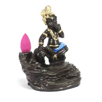 Lord Blue Krishna Smoke Backflow Cone Incense Holder Decorative Showpiece 4