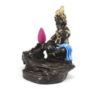 Lord Blue Krishna Smoke Backflow Cone Incense Holder Decorative Showpiece 5
