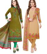 Multicolor Printed Synthetic Unstitched Salwar Set 2 With Dupatta