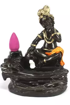 Lord Orange Krishna Smoke Backflow Cone Incense Holder Decorative Showpiece