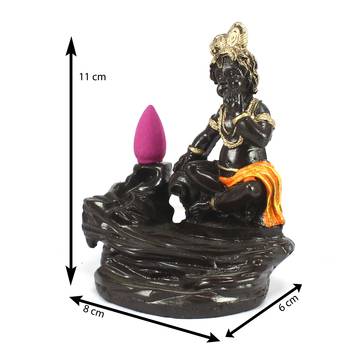 Lord Orange Krishna Smoke Backflow Cone Incense Holder Decorative Showpiece 3