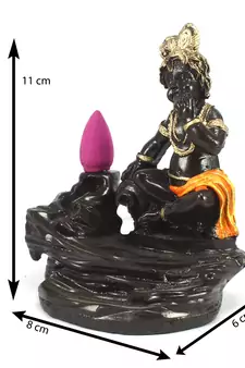 Lord Orange Krishna Smoke Backflow Cone Incense Holder Decorative Showpiece