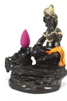 Lord Orange Krishna Smoke Backflow Cone Incense Holder Decorative Showpiece