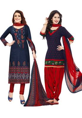Multicolor Printed Synthetic Unstitched Salwar Set 2 With Dupatta 1