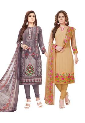 Multicolor Printed Synthetic Unstitched Salwar Set 2 With Dupatta 1