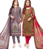 Multicolor Printed Synthetic Unstitched Salwar Set 2 With Dupatta