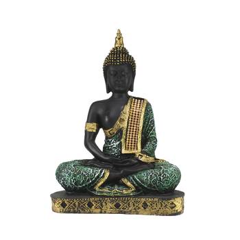 E Craft India Buddha Statue - Meditating Plain Design Green 24 cm 2