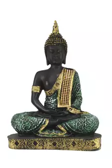 E Craft India Buddha Statue - Meditating Plain Design Green 24 cm