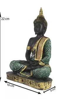 E Craft India Buddha Statue - Meditating Plain Design Green 24 cm