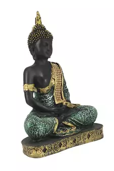 E Craft India Buddha Statue - Meditating Plain Design Green 24 cm
