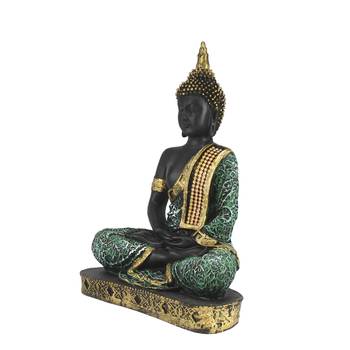 E Craft India Buddha Statue - Meditating Plain Design Green 24 cm 5