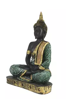 E Craft India Buddha Statue - Meditating Plain Design Green 24 cm