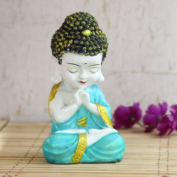 E Craft India Showpiece Praying Monk Design Green 1