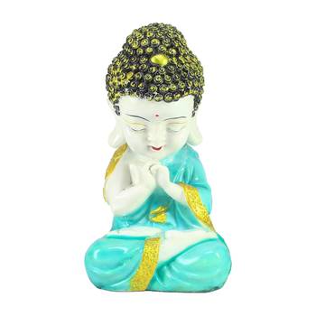 E Craft India Showpiece Praying Monk Design Green 2