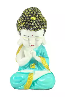 E Craft India Showpiece Praying Monk Design Green