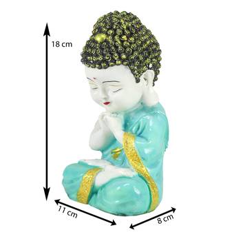 E Craft India Showpiece Praying Monk Design Green 3