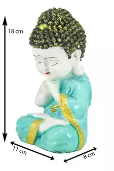 E Craft India Showpiece Praying Monk Design Green