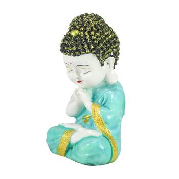 E Craft India Showpiece Praying Monk Design Green 4
