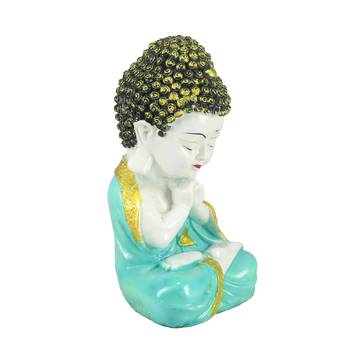 E Craft India Showpiece Praying Monk Design Green 5