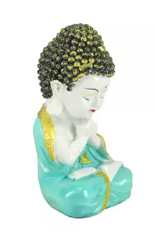 E Craft India Showpiece Praying Monk Design Green