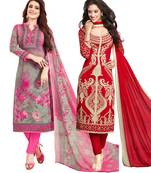 Multicolor Printed Synthetic Unstitched Salwar Set 2 With Dupatta