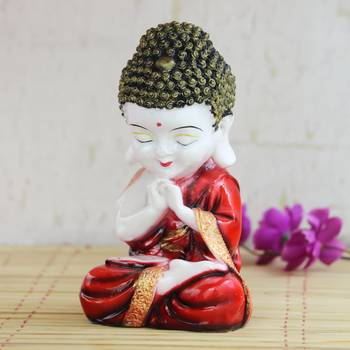 e craft india praying monk buddha red 7.8cm 1