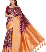 Purple printed art silk saree with blouse
