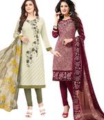 Multicolor Printed Synthetic Unstitched Salwar Set 2 With Dupatta