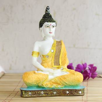Orange Buddha Decorative Showpiece - 24 cm 1