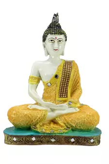 Orange Buddha Decorative Showpiece - 24 cm