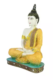 Orange Buddha Decorative Showpiece - 24 cm