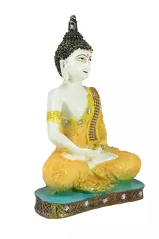 Orange Buddha Decorative Showpiece - 24 cm
