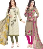 Multicolor Printed Synthetic Unstitched Salwar Set 2 With Dupatta