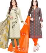 Multicolor Printed Synthetic Unstitched Salwar Set 2 With Dupatta