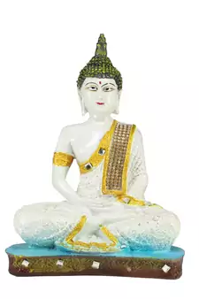 White Buddha Decorative Showpiece - 24 cm