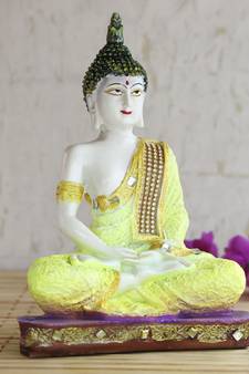 Yellow Buddha Decorative Showpiece - 24 cm