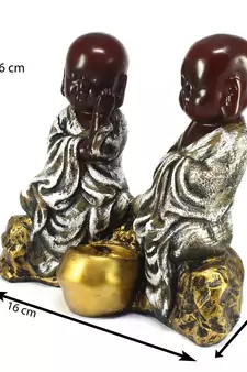 Set of 2 Brown Monks Polyresin Tealight Holder