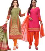 Multicolor Printed Synthetic Unstitched Salwar Set 2 With Dupatta