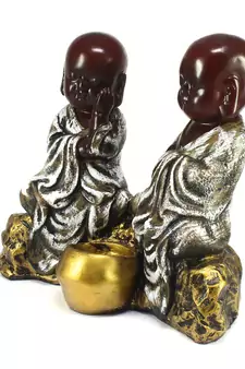 Set of 2 Brown Monks Polyresin Tealight Holder