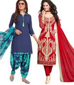Multicolor Printed Synthetic Unstitched Salwar Set 2 With Dupatta
