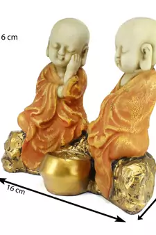 Set of 2 Orange Monks Polyresin Tealight Holder