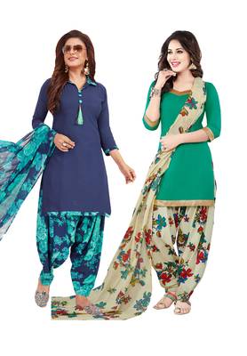 Multicolor Printed Synthetic Unstitched Salwar Set 2 With Dupatta 1