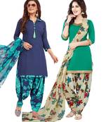 Multicolor Printed Synthetic Unstitched Salwar Set 2 With Dupatta