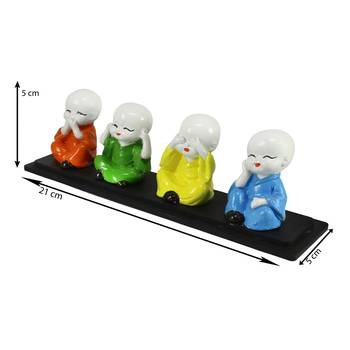Set of 4 Multi color Monks Polyresin Tealight Holder 3